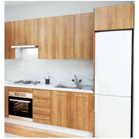 Cocina Kit-Chef sin zocalo y sin encimera de 280 cm(ancho) en roble.