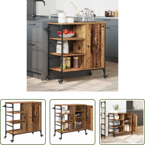 Cocina moderna -  Carro de Cocina Madera vieja 87.5 x 39 x 84.5 cm