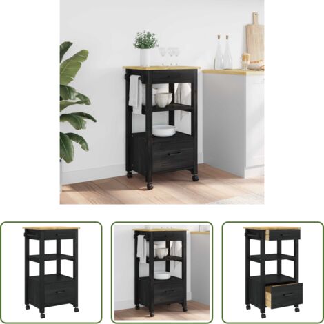 Cocina moderna -  Carro de Cocina MONZA Negro 48 x 40 x 88,5 cm