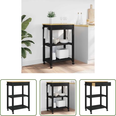Cocina moderna -  Carro de Cocina MONZA Negro 60 x 40 x 88,5 cm