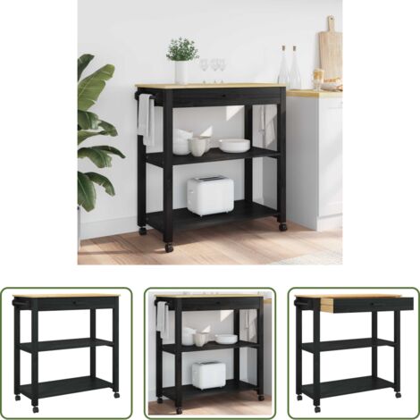 Cocina moderna -  Carro de Cocina MONZA Negro 84 x 40 x 88,5 cm