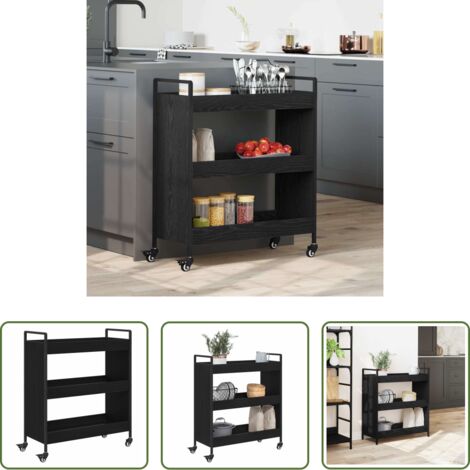 Cocina moderna -  Carro de Cocina Roble Negro 70 x 30 x 82 cm