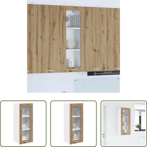 Cocina moderna -  Mueble colgante con puerta Roble artesanal 40 x 31 x 100 cm