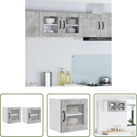 Cocina moderna -  Mueble de Cocina con puerta 2 pcs Gris Concreto 40 x 31 x 40 cm