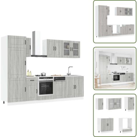 Cocina moderna - vidaXL Mueble cocina Kalmar sonoma gris 8 pzas madera contrachapada - Almacenamiento cocina
