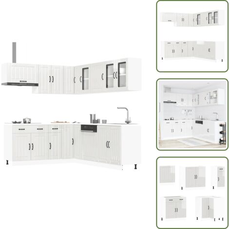 Cocina moderna - vidaXL Mueble cocina Lucca blanco brillo 11 pzas madera contrachapada - Muebles de cocina