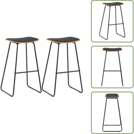 Cocina moderna - vidaXL Taburetes de cocina 2 unidades cuero sintético negro - Muebles de cocina