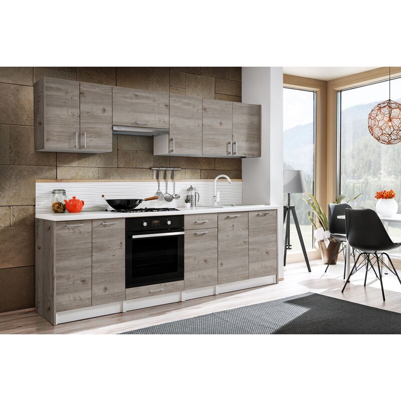 

MUEBLES DE COCINA - BONA 240 CM ROBLE NELSON, sin encimera