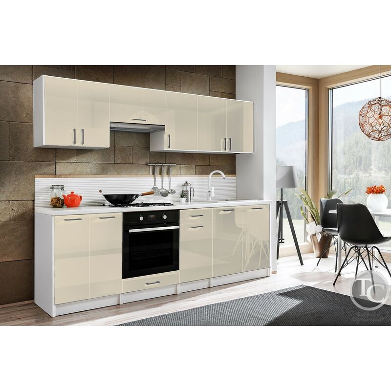 

MUEBLES DE COCINA - ELIZA 240 CM ECRU BRILLO, sin encimera