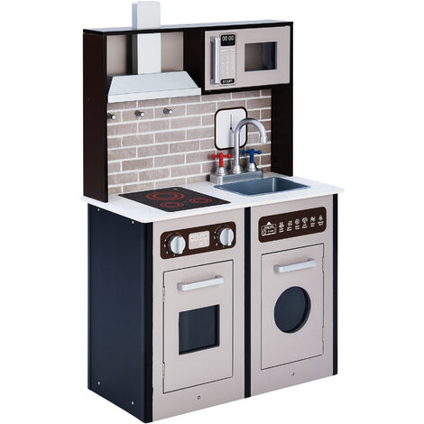 Cocina Negra de Juegete de Madera con Accesorios Teamson Kids TD-12968D - Espresso / Negro