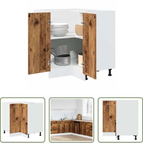 Cocina organizada -  Armario de cocina "Lyon" de madera vieja, 75,5 x 75,5 x 81,5 cm, madera de ingeniería,
