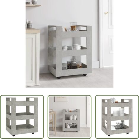 Cocina organizada -  Carrito de cocina madera contrachapada gris hormigón 60x45x80cm