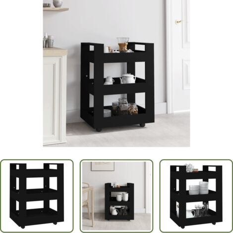 Cocina organizada -  Carrito de cocina madera contrachapada negro 60x45x80 cm