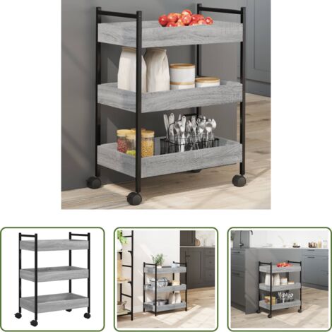 Cocina organizada -  Carrito de cocina madera de ingeniería gris Sonoma 50x30x70 cm