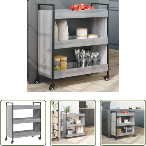 Cocina organizada -  Carrito de cocina madera de ingeniería gris Sonoma 70x30x82 cm