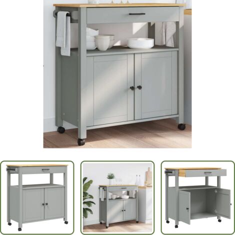 Cocina organizada -  Carrito de cocina MONZA madera maciza de pino 84x40x88,5 cm
