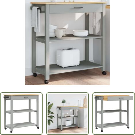 Cocina organizada -  Carrito de cocina MONZA madera maciza de pino 84x40x88,5 cm
