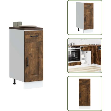 Cocina organizada - vidaXL Mueble bajo de cocina Kalmar de madera ingeniería roble ahumado - Mueble de madera