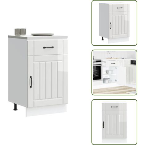 Cocina organizada - vidaXL Mueble bajo de cocina Lucca blanca de alto brillo - Muebles de cocina