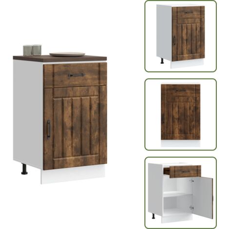 Cocina organizada - vidaXL Mueble bajo de cocina Lucca madera de ingeniería roble ahumado - Mueble de madera