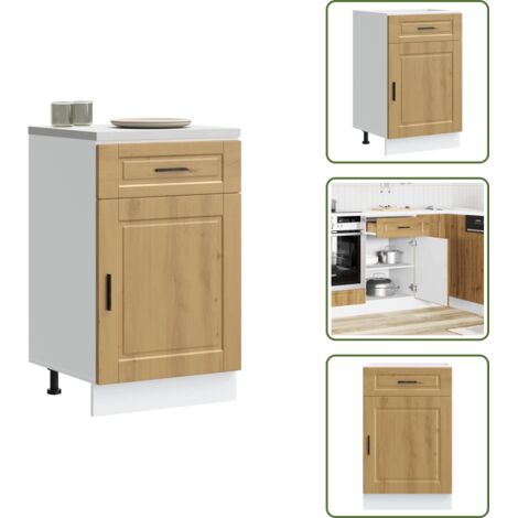 Cocina organizada - vidaXL Mueble bajo de cocina porto roble artesano madera reconstituida - Mueble de madera artesanal