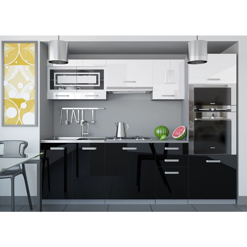 

Muebles De Cocina - Paula 240 Brillo Blanco/Negro