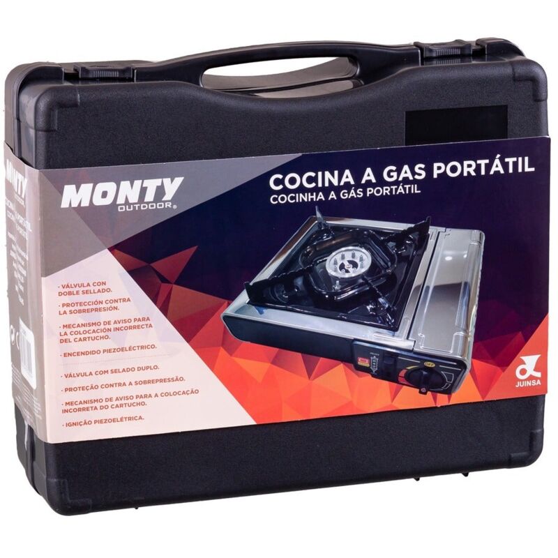 

Cocina portátil de gas con 1 quemador de metal negra de 11x28x34 cm