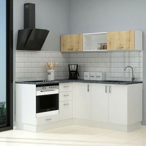Mueble de cocina con fregadero y encimera de aluminio de color blanco  Napoles TuHome