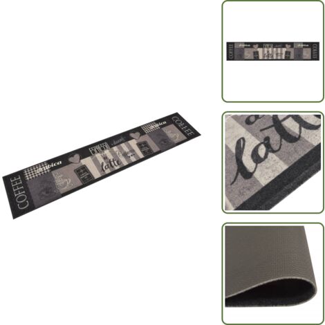 Cocina - vidaXL Alfombra de cocina lavable terciopelo negro café 60x300 cm - Diseño elegante