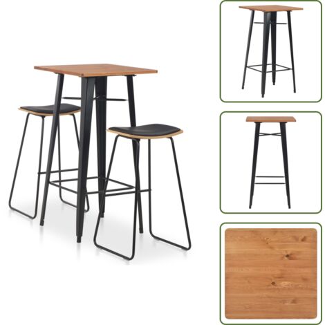 Cocina - vidaXL Conjunto de mesa alta y taburetes 3 piezas acero negro - Comedor