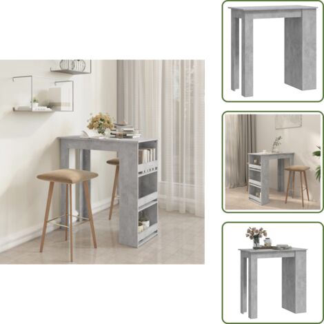 Cocina - vidaXL Mesa alta con estante almacenaje gris hormigón 102x50x103,5 cm - Comedor