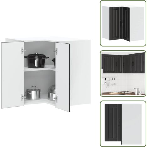 Cocina - vidaXL Mueble de cocina esquina pared Lucca madera ingeniería negra - Almacenamiento