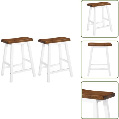 Cocina - vidaXL Taburetes de cocina 2 unidades madera maciza - Madera barnizada