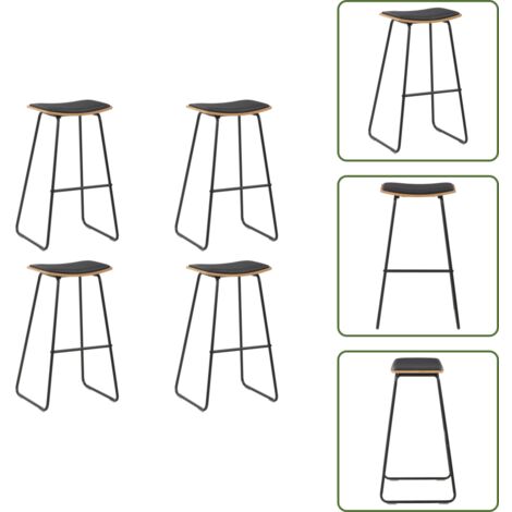 Cocina - vidaXL Taburetes de cocina 4 unidades cuero sintético negro - Comedor