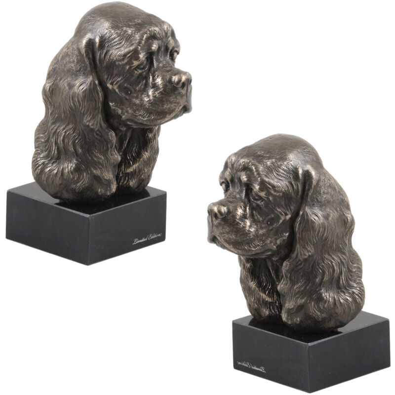 Cocker Spaniel Américain - statuette de chien, buste sur socle en pierre, sculpture, trophée pour une exposition canine par Art-Dog