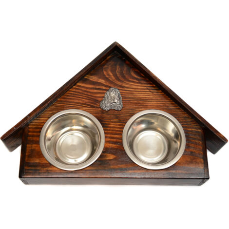 Cocker Spaniel anglais I - Support en bois avec gamelles pour chien, gamelles décoratives pour chien, cadeau pour adopter un chien par Art-Dog