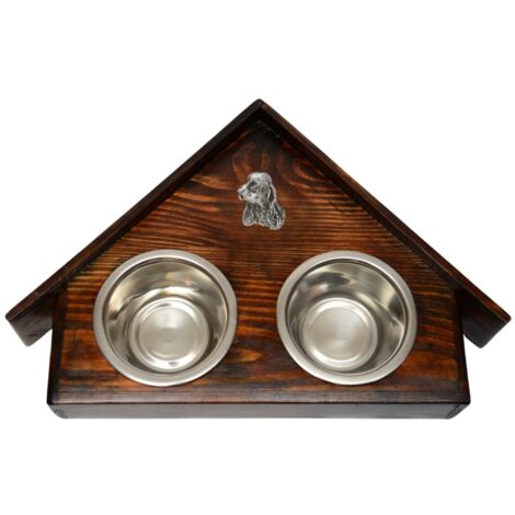 Cocker Spaniel anglais - support en bois avec gamelles pour chien, gamelles décoratives pour chien, un cadeau pour adopter un chien d'Art-Dog