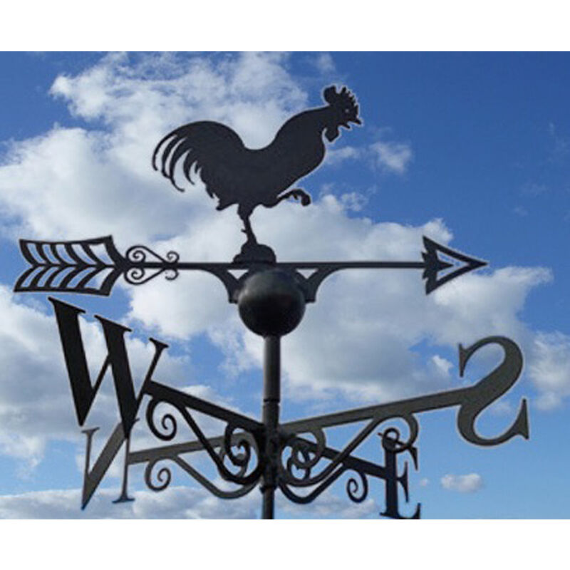 Cockerel Weathervane - Solid Steel - W61 x H88 cm - Black