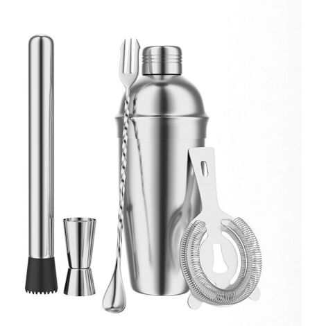 cocktail, 5 unités, 70 cl, shaker, doseur, passoire, pilon, Acier inoxydable
