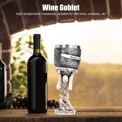 [Cocktailglas] Vintage-Halloween-Totenkopf-Becher, Kunstharz und Metall, Party/Bar, 19,5 x 5,5 cm, 421 g