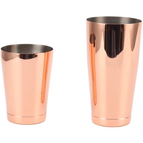 Cocktailshaker aus Edelstahl 304, zweiteiliger Barmixer mit Kupferfuß und Weinglas