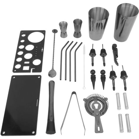 Cocktailshaker-Set aus schwarzem Edelstahl und Acryl, leicht zu reinigen – Mixologie-Barzubehör