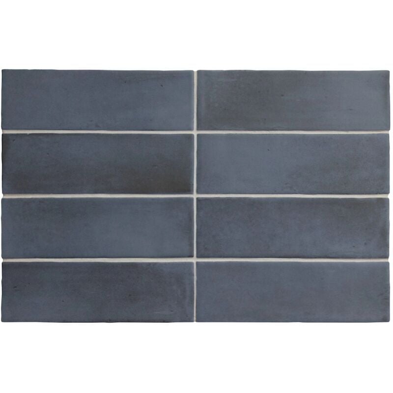 Carrelage sol / mur effet zellige bejmat marocain 5X15 cm bleu mate 5X15 cm coco blue night matt (vendu par boite de 0,50m2)