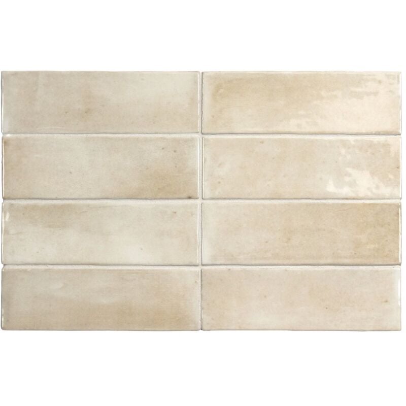 Carrelage sol / mur effet zellige bejmat marocain 5X15 cm crème beige brillant 5X15 cm coco canvas wall (vendu par boite de 0,50m2)