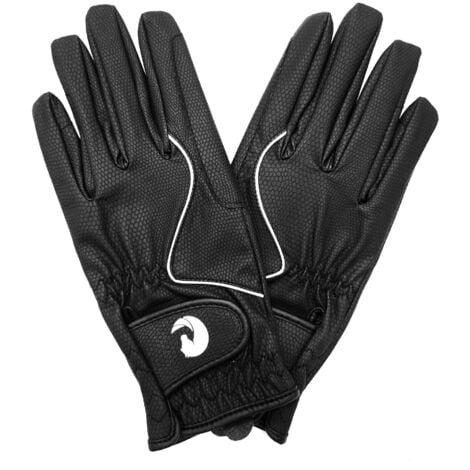 Coco Equestrian Black (M) Ladies Breathable Synthetic Leather Horse Riding Gloves