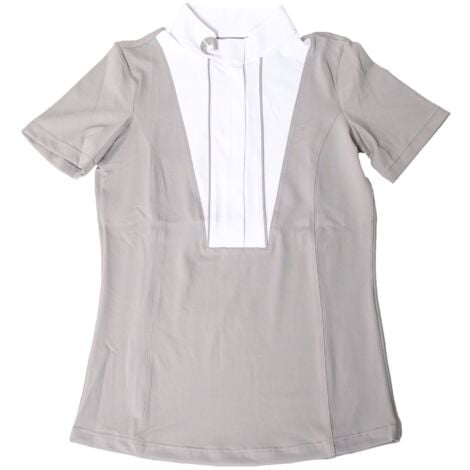 Coco Equestrian Grey Ladies Womens Kids Short Sleeve Horse Riding Equestrian Show Shirt - XS