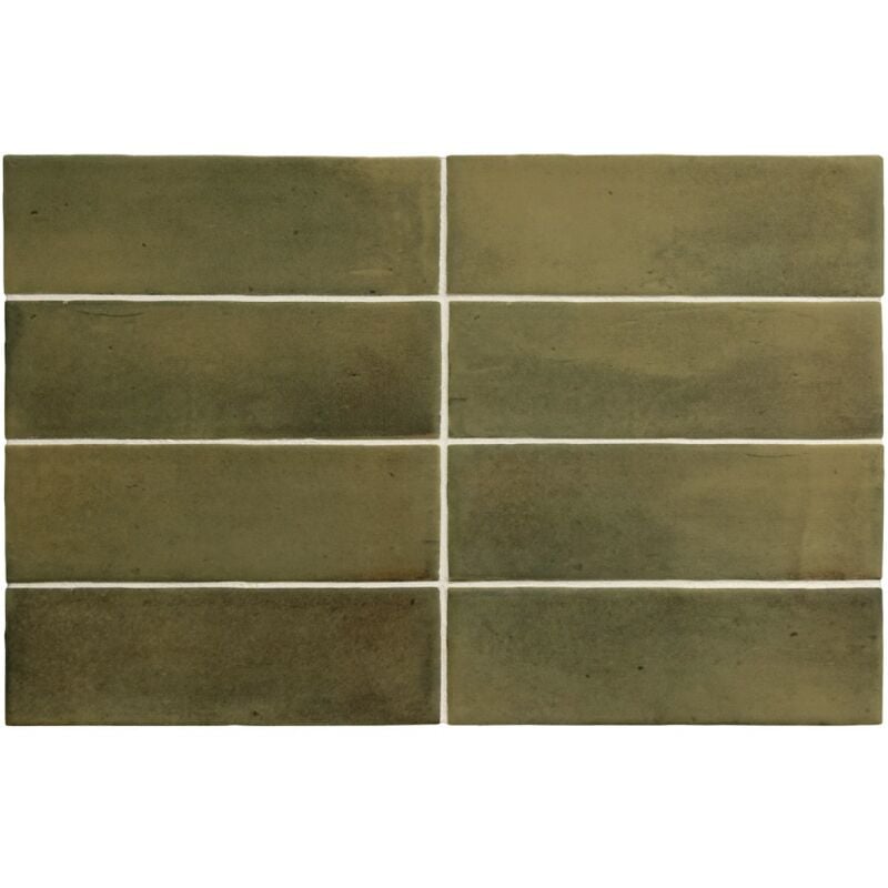 Carrelage sol / mur effet zellige bejmat marocain 5X15 cm vert mate 5X15 cm COCO VERD MATT (vendu par boite de 0,50m2)