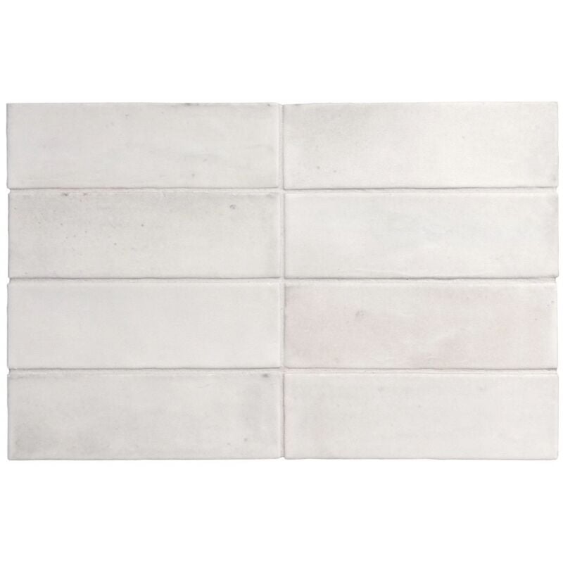 Carrelage sol / mur effet zellige bejmat marocain 5X15 cm blanc mate 5X15 cm coco white matt (vendu par boite de 0,50m2)