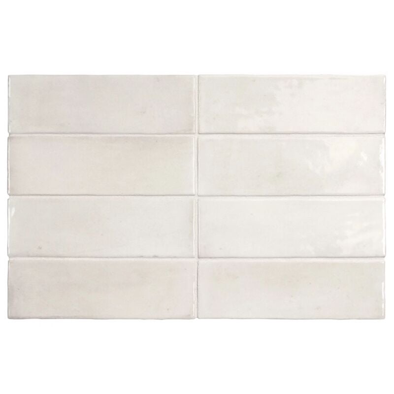 Carrelage sol / mur effet zellige bejmat marocain 5X15 cm blanc brillant 5X15 cm coco white wall (vendu par boite de 0,50m2)