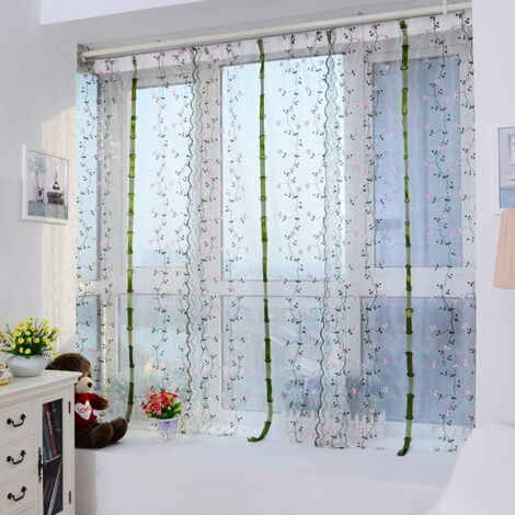 Cocoarm Rideau Transparent Romain brodé, écran de Fenêtre Floral en Polyester, Design élégant pour Chambre à Coucher et Balcon (2 m/78,7 Pouces de Hauteur)